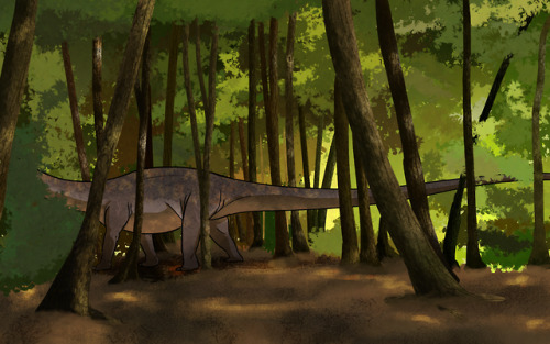 goldenchocobo: Dinovember Day 11: A landscape with a Diplodocus in it.While I’m happy that I’ve mast