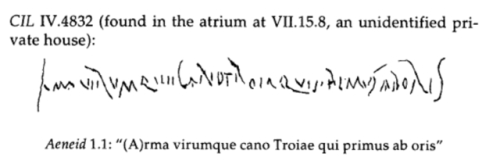 gardenvarietycrime: Graffiti of the opening line of the Aeneid from Pompeii (x) bonus: