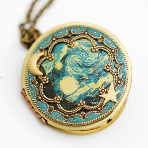 wickedclothes: Starry Night Locket Keep the famous painting done by Van Gogh closer to your heart th