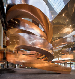 itscolossal:  A 10-Ton Copper Staircase Designed by CEBRA Floats Above Copenhagen’s Redesigned Experimentarium Museum 