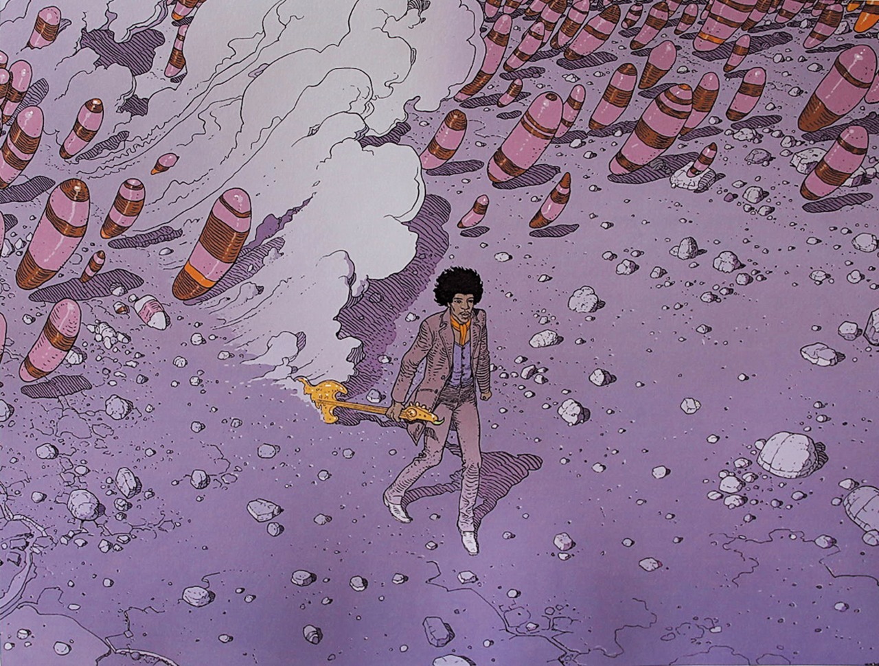 nubianbrothaz:  ungoliantschilde:  As Promised: the Jimi Hendrix art of Jean Giraud,