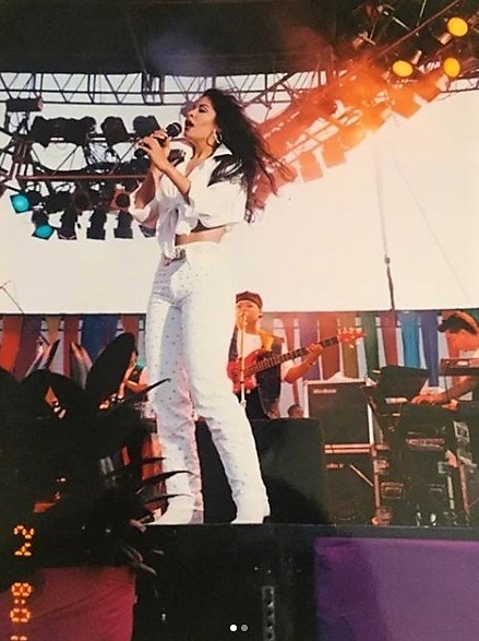 Selena performing in Hemisfair Plaza, 1994. 