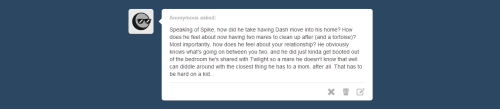 asksparklesanddashie:  ((This took way longer than expected. Sorry about that. Im also not really satisfied with the answer itself, it doesnt seem to go anywhere, but I wanted to get at least SOMETHING out before the month was done. I wouldn’t expect