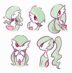 little-amb:    Gardevoir with different hairstyles,