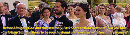 princessphines:  One heartwarming moment during the wedding ceremony of Prince Carl