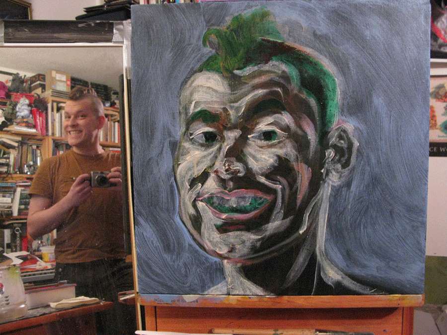 Process GIF and the latest version of my self portrait.  18&quot;x18&quot;
