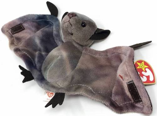 ichbineinlesbisch:[ID: A gray beanie baby bat. There’s velcro attached to its wings so you can
