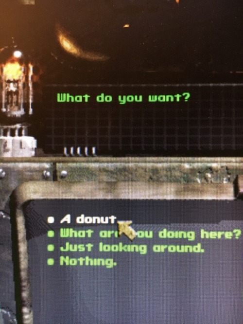 drakthug: hawkfurze:If only the Bethesda Fallout games had amazing dialogue like this