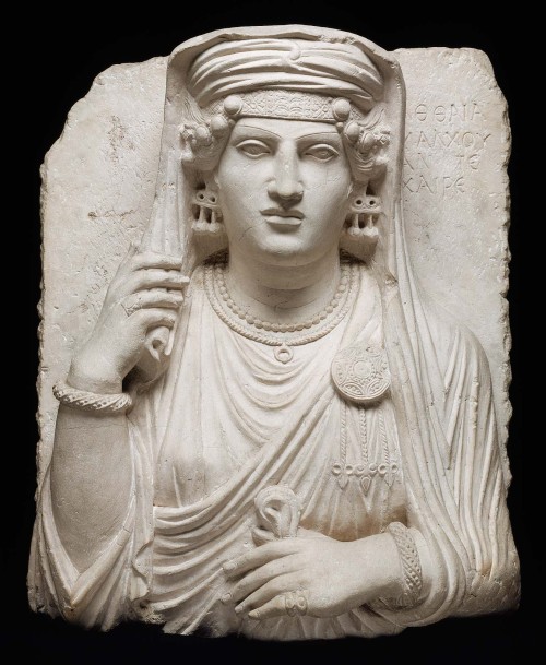 theancientwayoflife:~Funerary monument of Aththaia, daughter of Malchos.Period: Imperial PeriodDate: