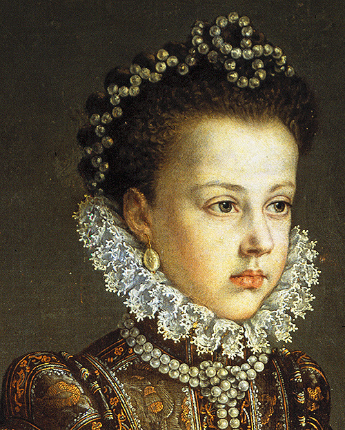jaded-mandarin:Las infantas Isabel Clara Eugenia y Catalina Micaela, 1575. Detail.