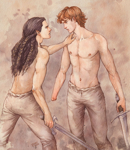 Kicked in The Silmarillion feels by this artist on deviantart. There are not enough Maedhros/Fingon 