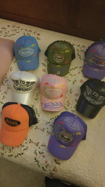 @crystalism my dad found a bunch of von dutch trucker hats in China town in Montreal