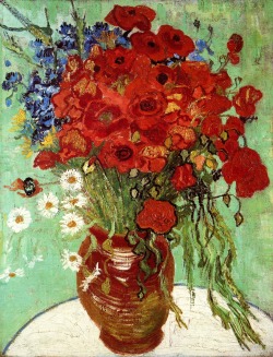 Classic-Art:  Red Poppies And Daisies Vincent Van Gogh, 1890