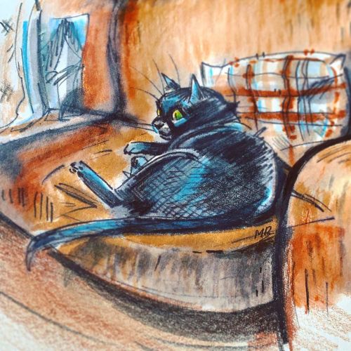 Watching the birds. . . #doodling #sketching #littlebabysoots #sketchbook #cat https://www.instagr