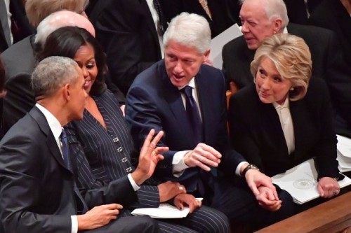 19751011: 2018/12/05 Bill Clinton and Hillary Clinton at the state funeral service of former Preside