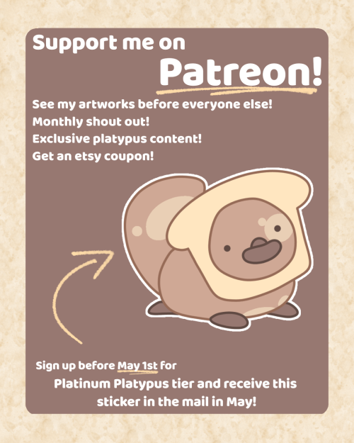 imaplatypus-art: Sign up before May 1st to get this bread  https://patreon.com/Imaplatypus last day 