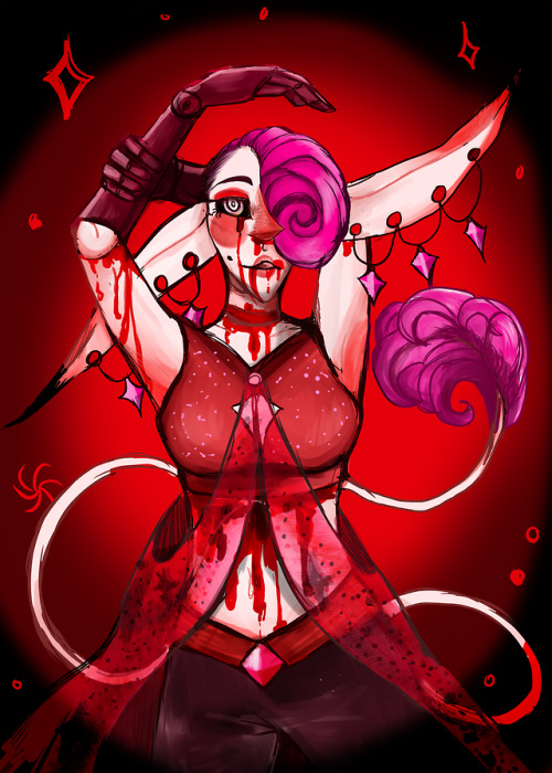 selkie-elf:You look so lovely in redso why won’t you just let it bleed?[Two, almost identical drawin