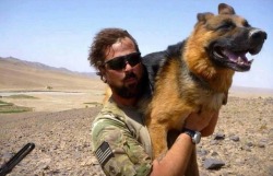sixpenceee:  This soldier carried his service dog down a mountain because it was 117 degrees &amp; the rocks were burning his feet.  (Source)