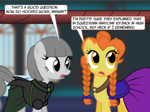 askthecookies: Tangy: Magic was probably involved somehow. Greypie: Aaaah, magic. It feels like it’s always involved in things nopony wants to give a detailed explanation for. Tangy: You’re weird.  x3