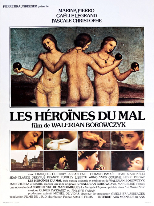 draculasdaughter:Poster for Immoral Women (Les héroïnes du mal), Walerian Borowczyk, 1979.