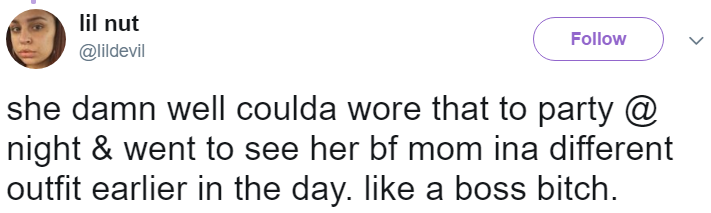 thetrippytrip:  Lady could be naked and still be a great person.  She could be covered