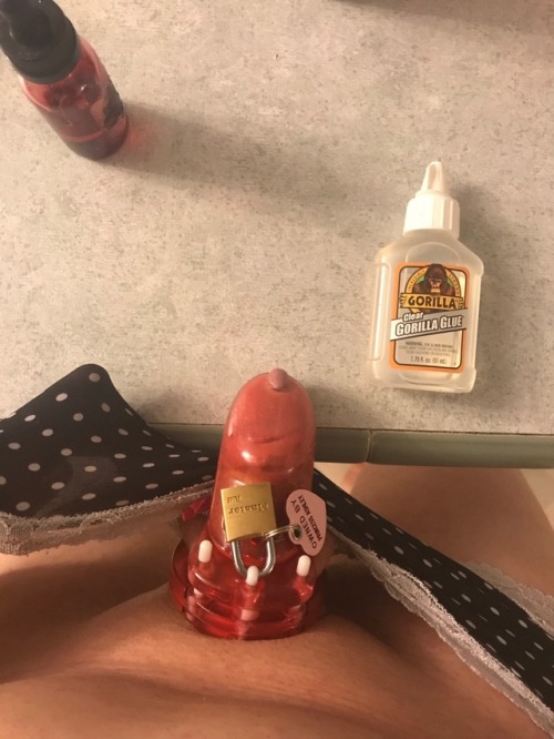 princessashley25: My sissy’s clitty gets so wet at the thought of gluing the lock. Please help
