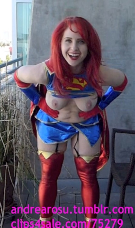 andrearosu:  New superheroine vid up: clips4sale.com/75279  I know you want to touch my luscious soft large tits. Lets just see you try getting past my super strong, impenetrable super breathe!! Turns you on that I am able to bring you to your knees so