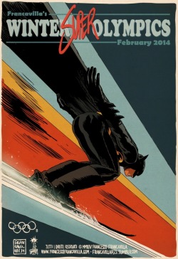 francavillarts:  Winter Super OlympicsSKI JUMPING Feat. BATMAN Concept/Art by Francesco Francavilla Day 8! :) This is it! For now anyway: will be adding new heroes and events next time the Olympics are around (or maybe earlier than that ;)) Meanwhile