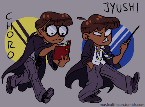 i was messin around w/ a hogwarts au and ended up drawing these… my sorting headcanons are ba