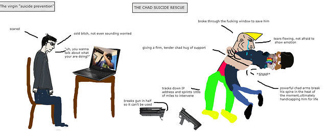 Virgin vs Chad on Tumblr: Image tagged with virginvschad, suicide  prevention, seekhelp