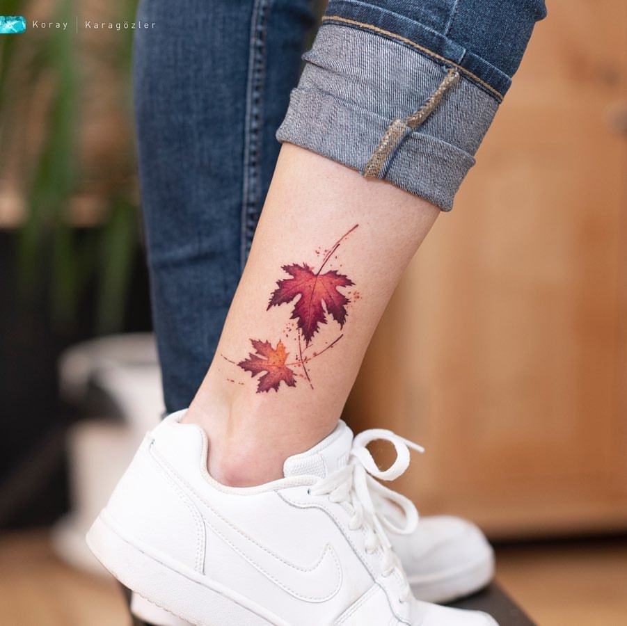 20 Maple Leaf Tattoos Express What Truly Lies In Your Heart  Minimalist  tattoo Simple tattoo designs Tattoos for women