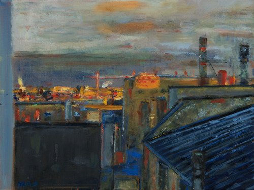Paris Rooftops, Morning Light   -     Peter ReissAmerican,b.1953-Oil on Canvas 20 x 10 in.
