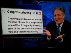 inothernews:  Jon Stewart coins a new verb just for members of Congress. 