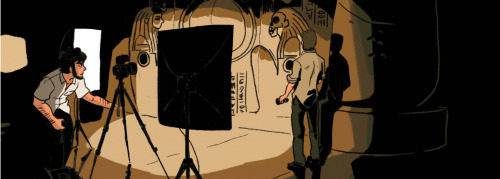 tohdaryl:  Wide shot panels from ‘Outer God’ - a horror comic written by Luc Labelle and illustrated by me.   Outer God unravels the fate of an ill-fated archaeological excavation of a newly discovered pyramid, and the horrors they’ve unleashed