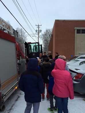 Today at George St Middle our Firefighters are showing Newcomers to Canada our fire apparatus. We ar