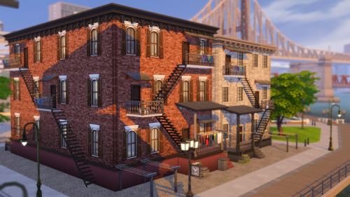 antiquatedplumbobs:Tenement Dreams - 500 Follower’s Gift A CC-Free Historic Apartment BuildingLot 