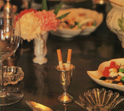 vintagehomecollection:  The detail of a place setting is a reminder of largely bygone times.  The Los Angeles House, 1995  