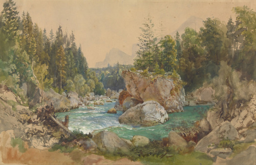 Wooded River Landscape in the Alps, Thomas Ender, between 1850 and 1870