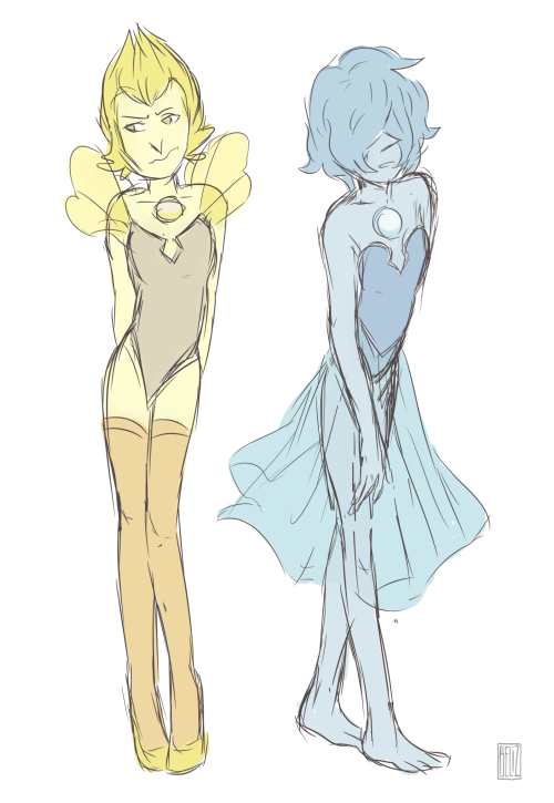 mssparkleyoghurt:  blue and yellow sketches 