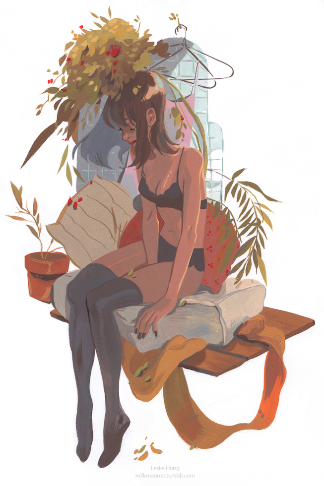 milkmanner:  Acryla gouache and gouache on paper. 
