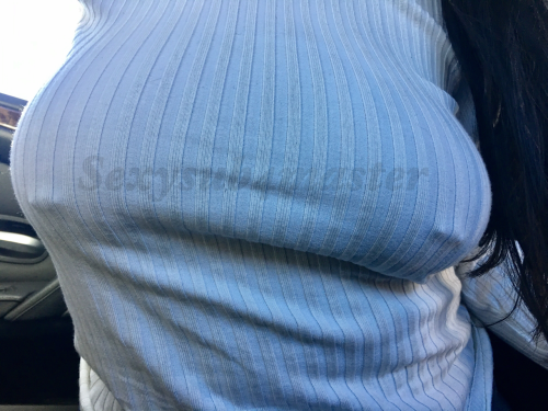 Out in the city pierced and braless