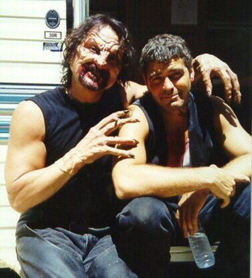 fortheloveofhorror - tom savini & george clooney on the set of...