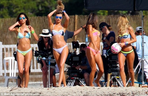 thesuperangels: Lily, Behati, Alessandra and Candice shooting for VS Swim in Puerto Rico.