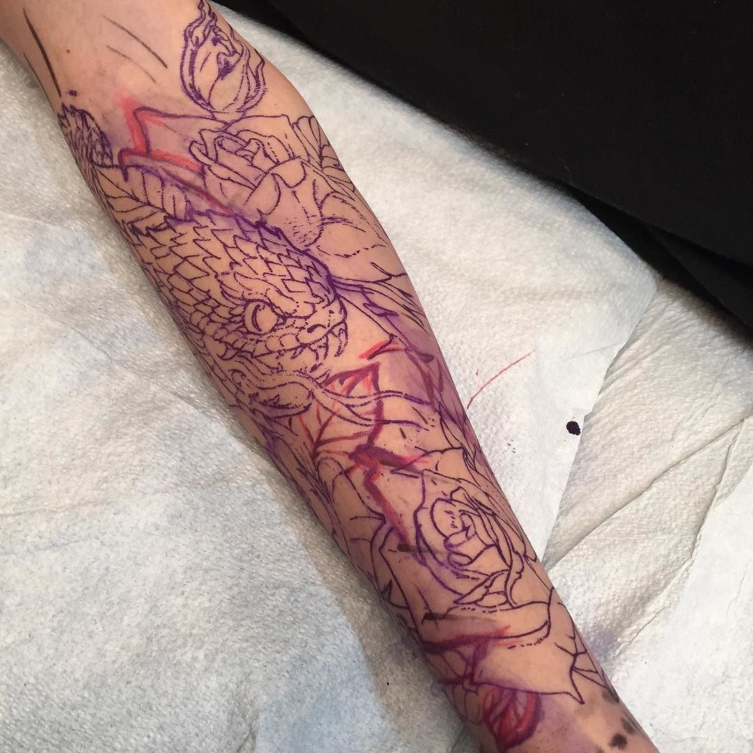 satanstorm:  Started this fun tattoo on @matt_winkers today. Matt’s first one at