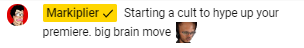 fischyplier:  Love the new emote and the cult idea is just crazy enough to work! 