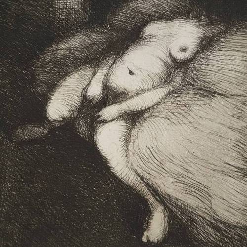 &ldquo;Lassitude&rdquo; Detail of an original etching by Franz de Geetere from ’ La Toison D'or ’, 