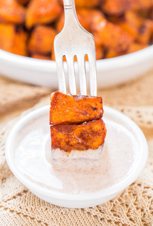 nom-food:  Honey roast sweet potatoes with honey cinnamon dip