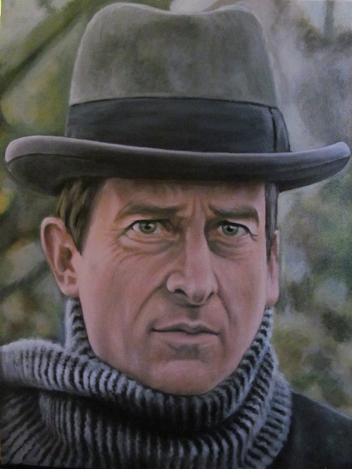 Acrylic painting of Jeremy Brett I finished this past Friday afternoon. “Baskerville”, 1