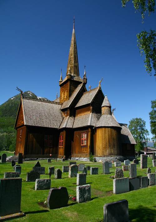 Stave Church in Lom, Norway.