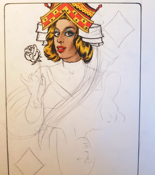 **Queen of Diamonds**Eva Blunt, a latinx drag queen inspired this card, and it is part of my queer d